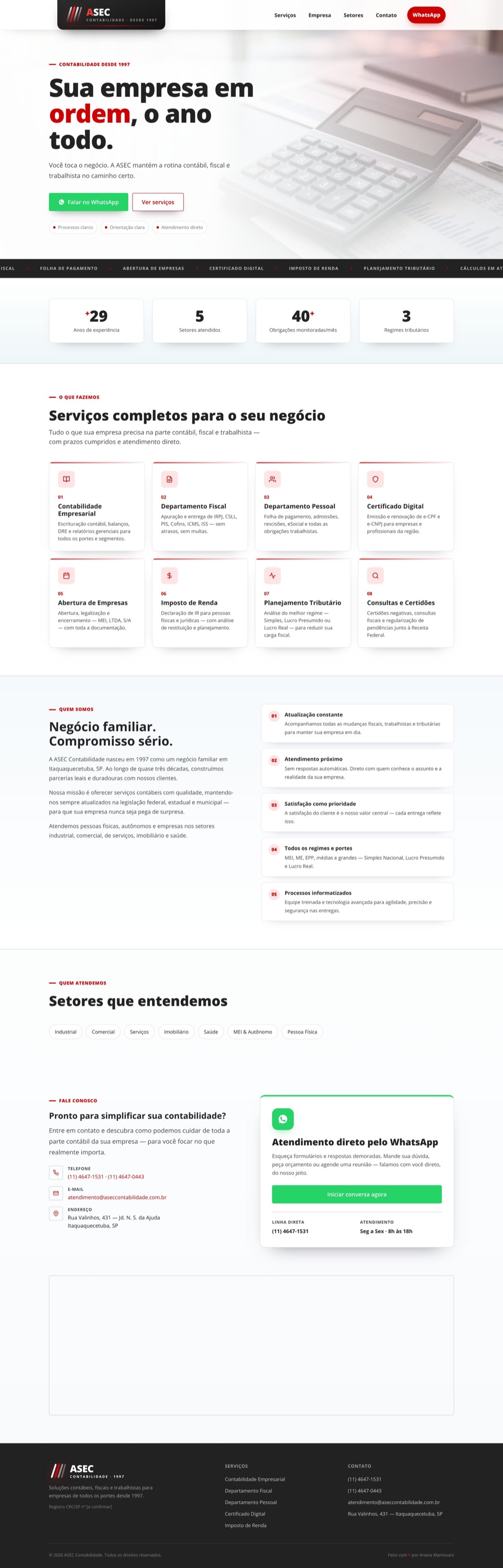 Topo do site da Asec Contabilidade