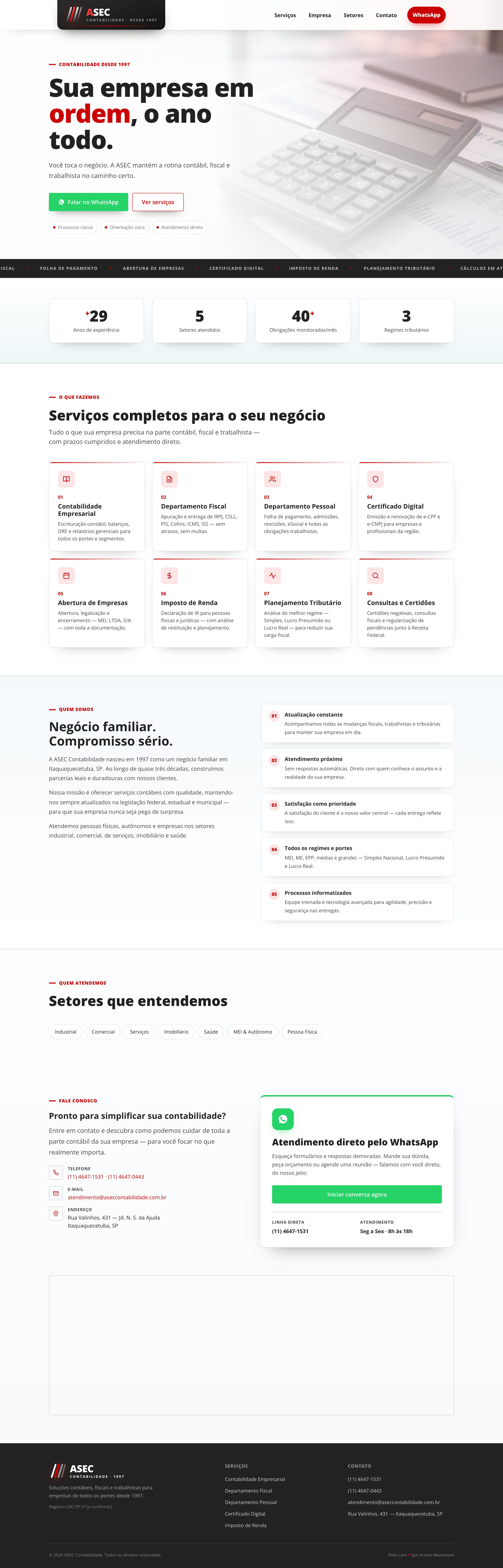 Topo do site da Asec Contabilidade
