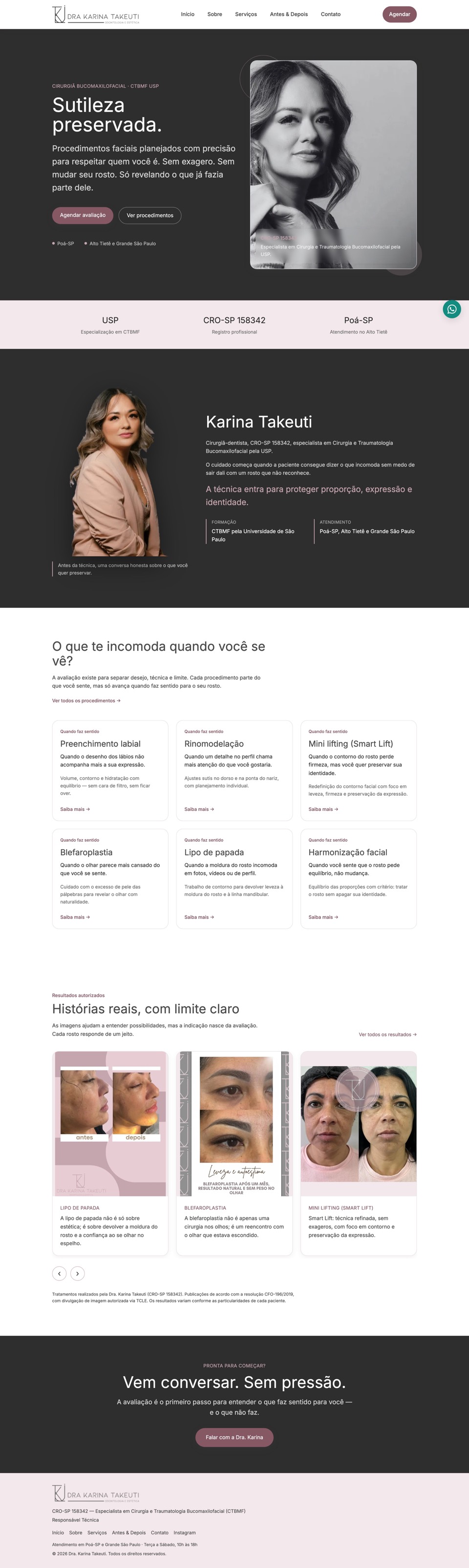 Topo do site da Dra. Karina Takeuti